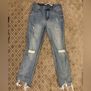 High waisted ripped jeans